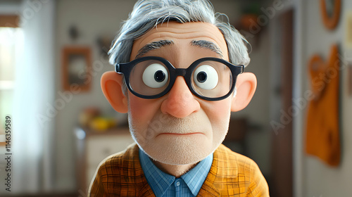 3D Cartoon Elderly Man Illustration