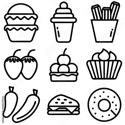 fast food icons set