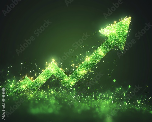 dynamic green arrow graph growing upwards, symbolizing success and growth, sharp edges, bright green, clear lines, futuristic design, upward momentum photo