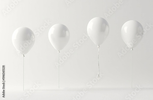 White Air balloons floating gracefully, in a minimalist, celebrate, happiness and joy. photo