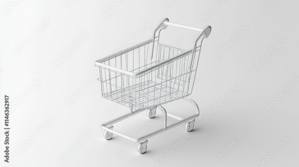 Empty Shopping Cart on a Clean Background Suitable for Retail, Shopping or E-commerce Concepts Featuring a Simple and Modern Design for Graphic Needs Empty Shopping Cart on a Clean Background Suitable for Retail, Shopping or E-commerce Concepts Featuring a Simple and Modern Design for Graphic Needs