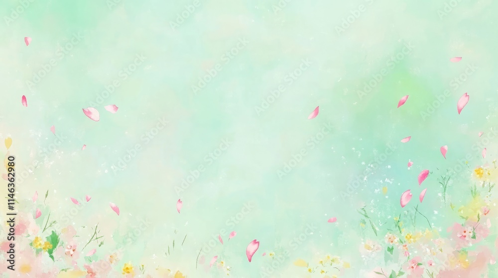 Soft pastel floral background with falling petals Soft pastel floral background with falling petals