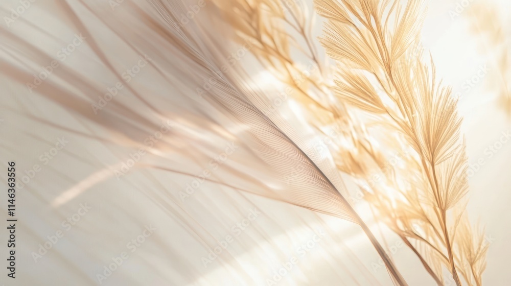 A serene composition of delicate, golden plant elements against a soft, light background. A serene composition of delicate, golden plant elements against a soft, light background.