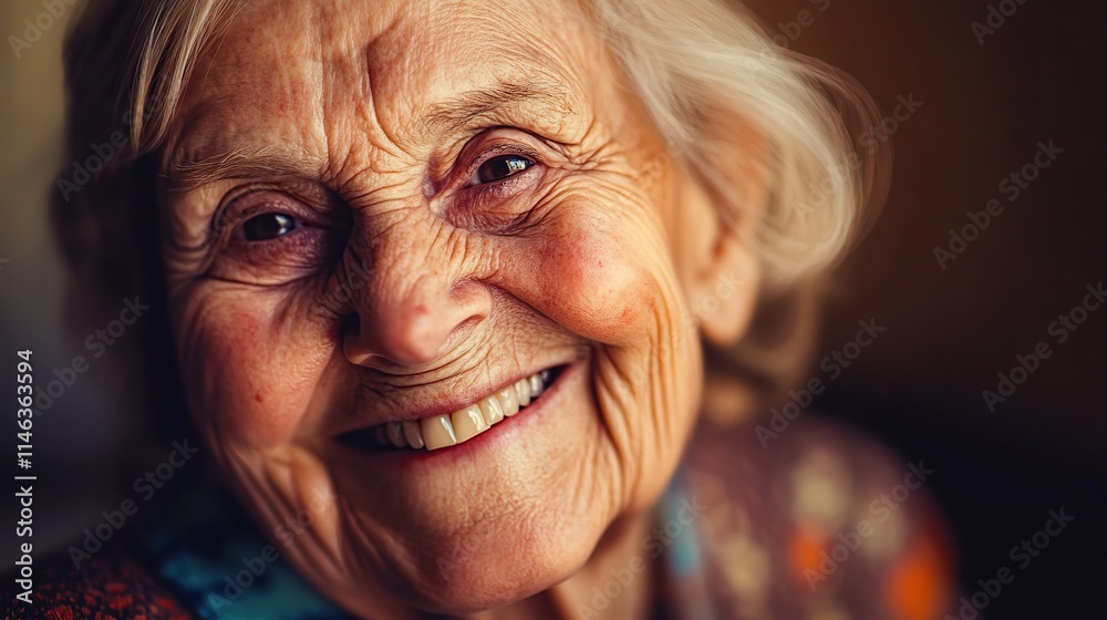 Portrait of a smiling elderly woman with wrinkles and gray hair looking directly at the camera Portrait of a smiling elderly woman with wrinkles and gray hair looking directly at the camera