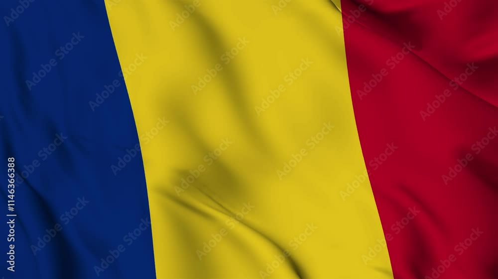 Flag of Romania Close-up seamless loop animation. 4K Flag of Romania Close-up seamless loop animation. 4K