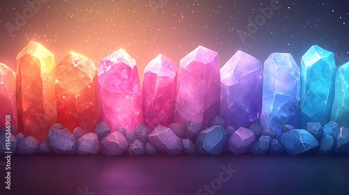 Gemstones arranged in alternating bright and pastel colors on a neutral background