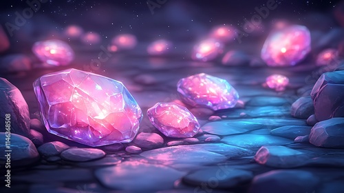 Vibrant gemstones glowing brightly on a lightly textured surface