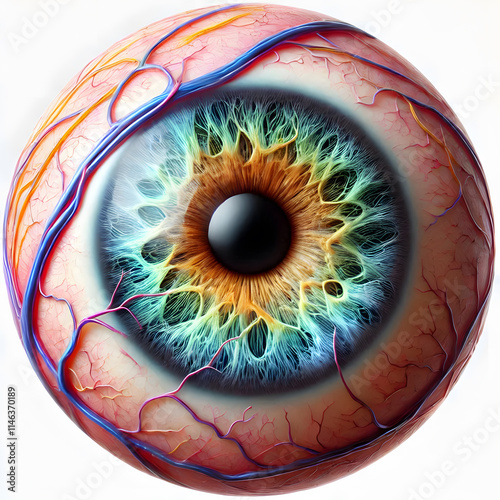 Watercolor clipart of a creepy eyeball on a transparent background.