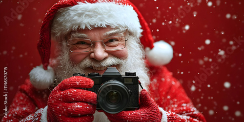 Santa Captures Winter Wonderland Scenes with Camera photo