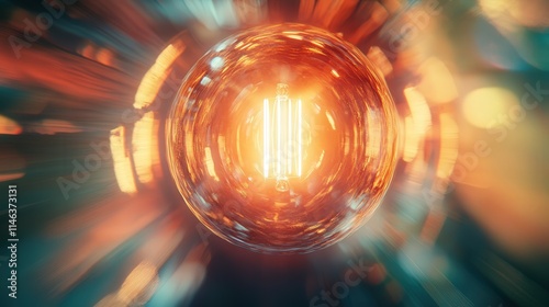 a light bulb with a warm, soft glow, gently radiating into the surrounding space, creating a soothing atmosphere