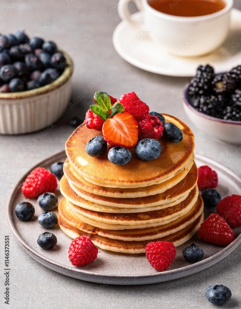 Pancakes with fresh berries 
