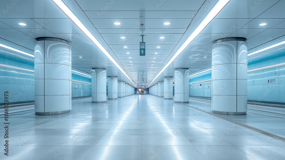 Modern, bright subway station platform with sleek architecture and clean lines. Modern, bright subway station platform with sleek architecture and clean lines.