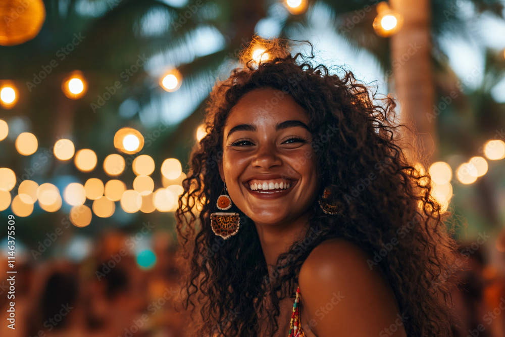 Smiling Woman Under String Lights
Smiling Woman Under String Lights