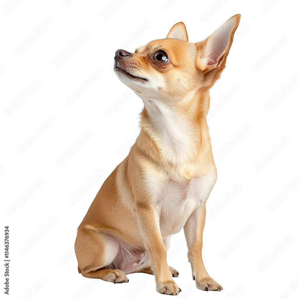 Obraz premium Angled view full body shot of extremely perfect looking single Deer Head Chihuahua animal isolated on a white transparent background