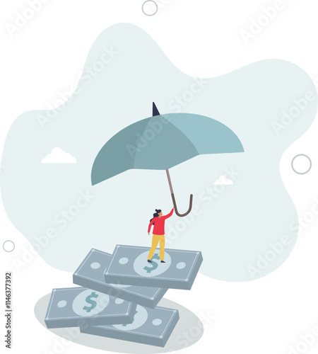 Financial stability, risk or trust, economic challenge, balance or reliability,flat characters.