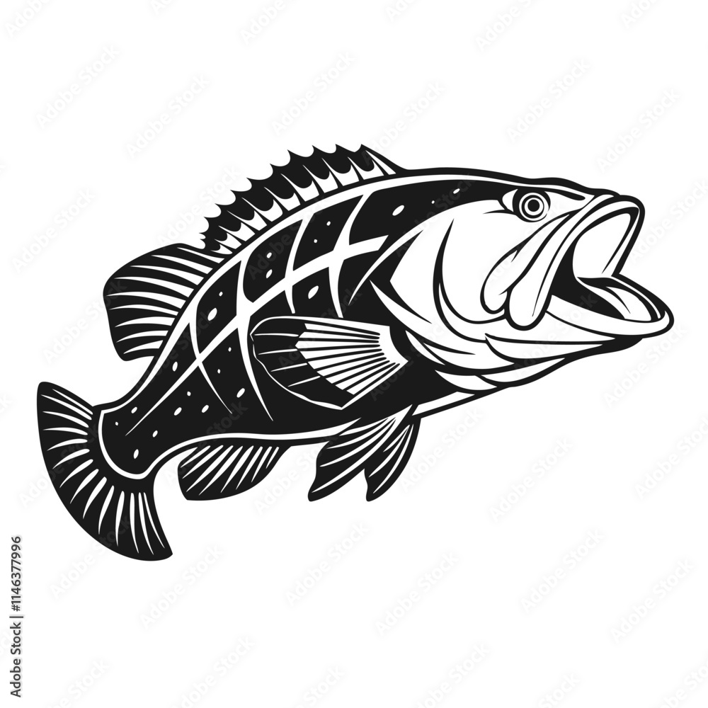 Black Grouper Fish Vector Art and Illustration Black Grouper Fish Vector Art and Illustration