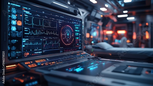 Wallpaper Mural Futuristic hospital room interior with advanced medical technology displayed on a monitor. Torontodigital.ca