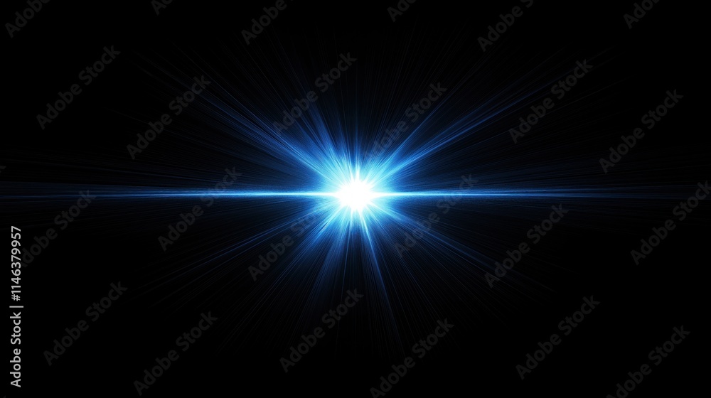 Blue optical flare effect on a dark background Blue optical flare effect on a dark background