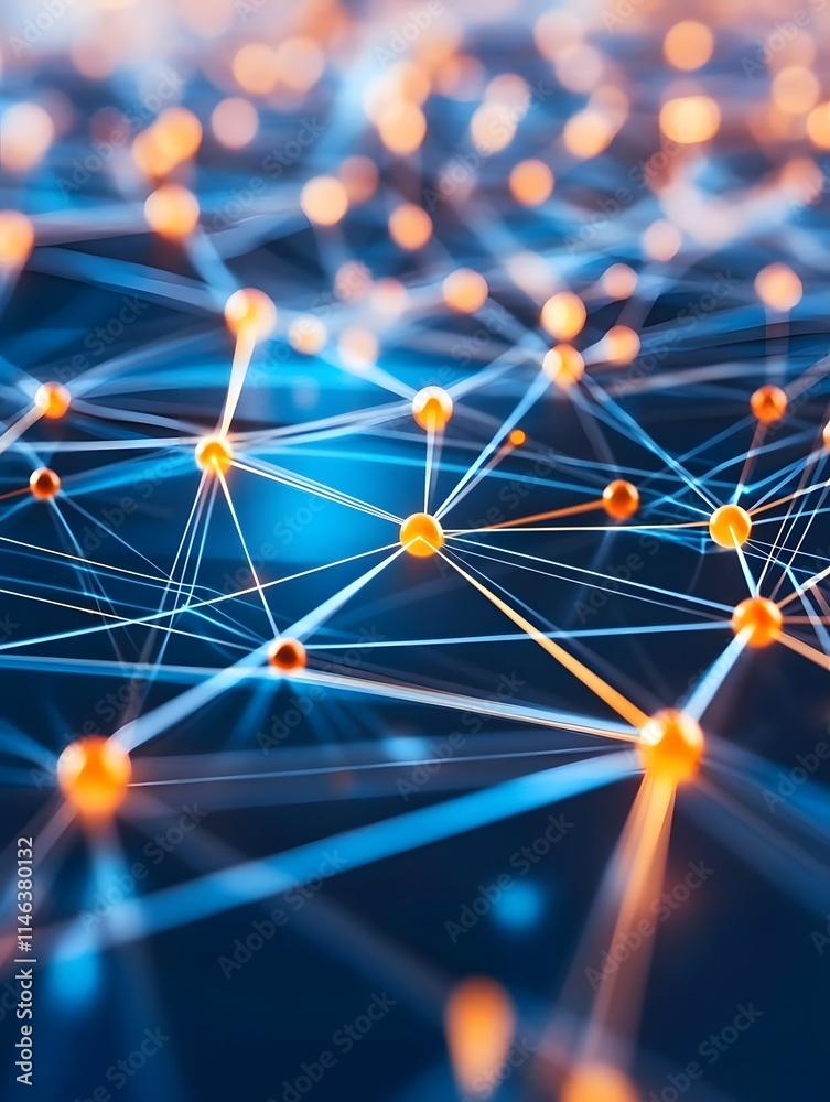 Abstract representation of interconnected nodes and lines, symbolizing networks and data flow. Abstract representation of interconnected nodes and lines, symbolizing networks and data flow.