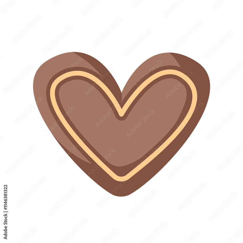 Heart shaped chocolate candy with a decorative outline in mocha mousse color. Perfect for Valentine Day theme, ,romantic gifts, festive and culinary design. Heart shaped chocolate candy with a decorative outline in mocha mousse color. Perfect for Valentine Day theme, ,romantic gifts, festive and culinary design.