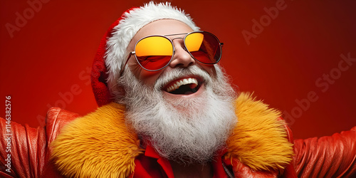 Santa's Joyful Holiday Cheer in Red Jacket