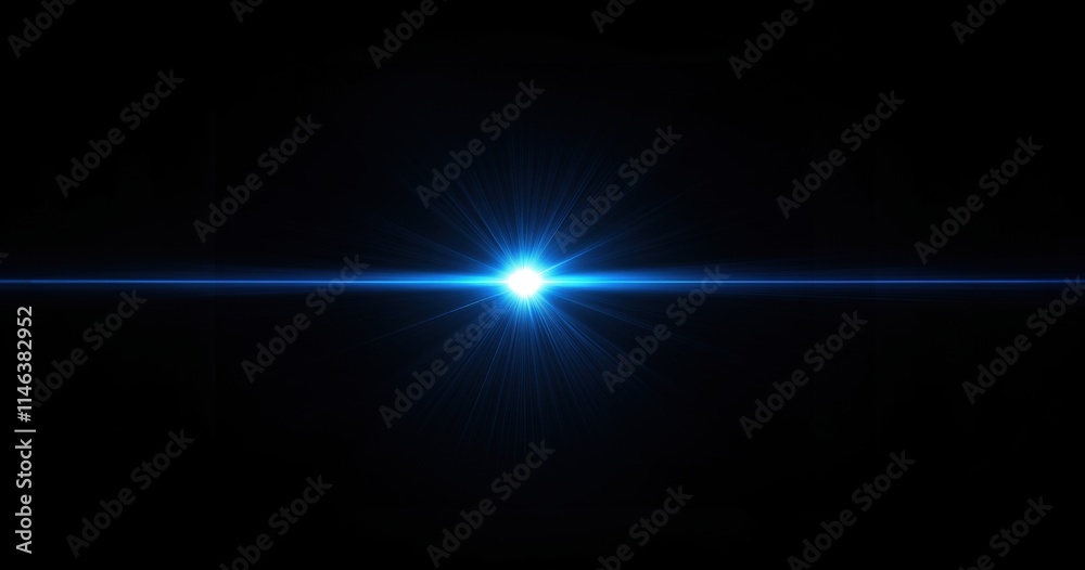 Blue optical flare effect on a dark background Blue optical flare effect on a dark background