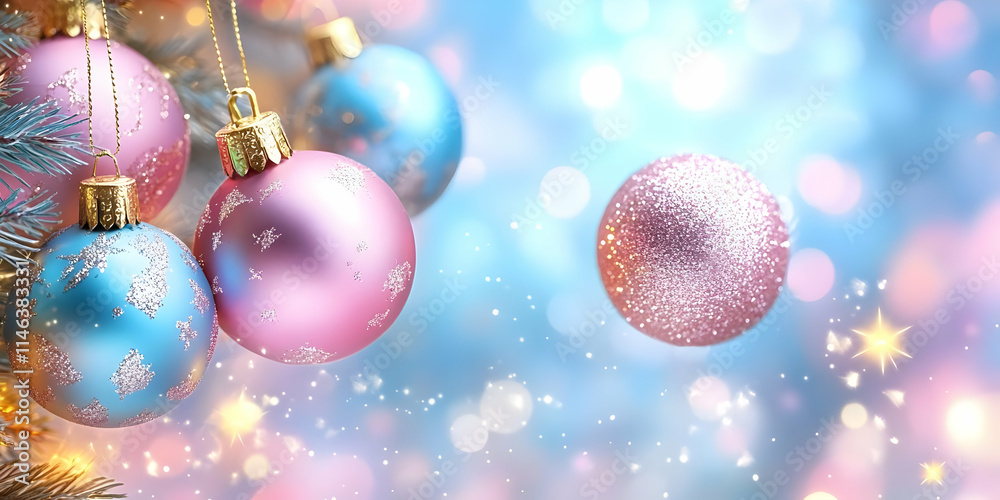 Fototapeta premium Pastel Ornaments Decorate Festive Winter Tree