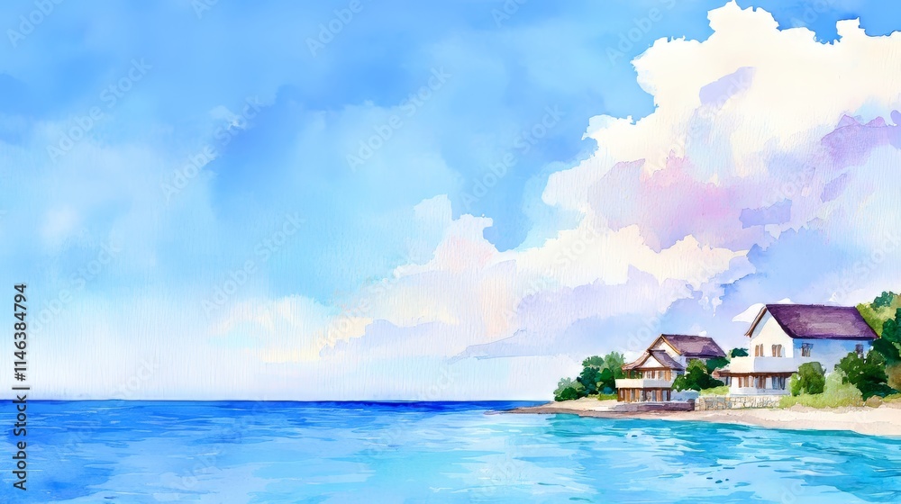 Fototapeta premium Tropical water villas silhouetted against a sunset with golden clouds.