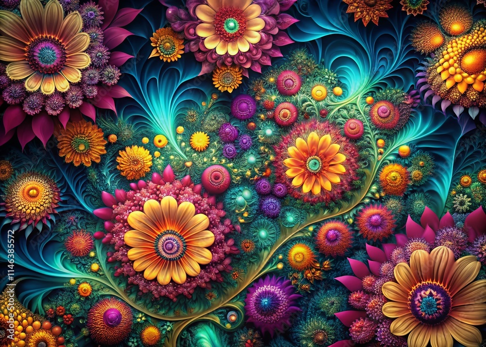 Abstract Fractal Flower Background, High-Resolution Depth of Field Image, Psychedelic Floral Design, Digital Art Abstract Fractal Flower Background, High-Resolution Depth of Field Image, Psychedelic Floral Design, Digital Art