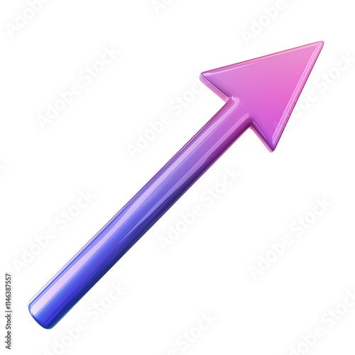 Purple arrow with gradient fill and sharp tip isolated on transparent background