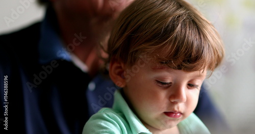 Obraz na płótnie Little baby toddler on grandparent lap