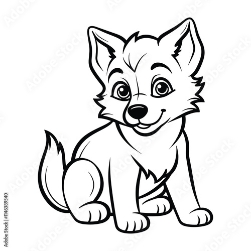 Elegant Silhouette Of A Black And White Dog Vector Illustration