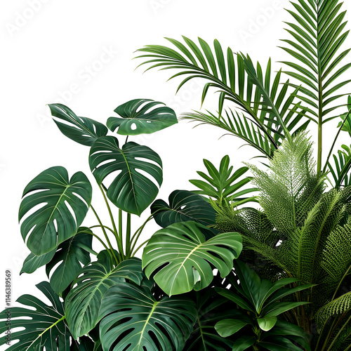 Lush green tropical plants bush