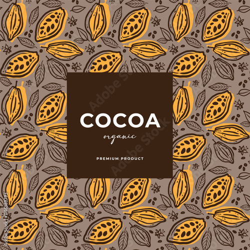 Cocoa bean illustration. Vintage style design template. chocolate cocoa beans. Vector illustration