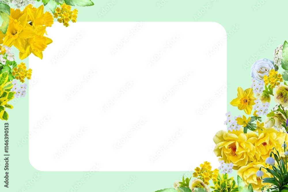 Obraz premium spring flowers green border
