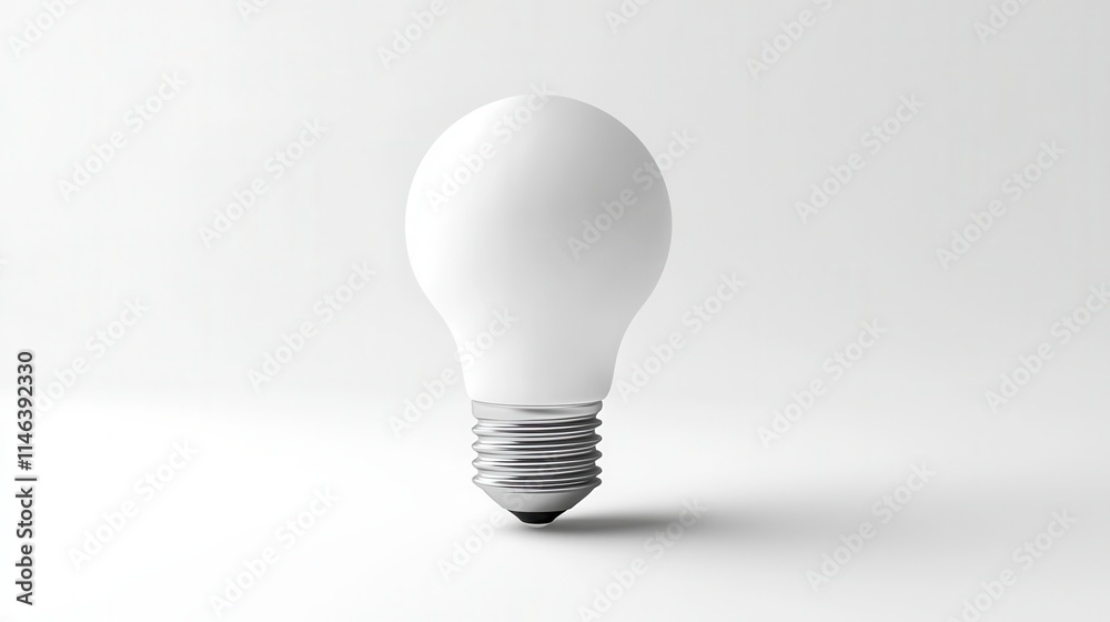 White light bulb designed with a smooth, minimalist appearance resting on a flat, bright surface showcasing modern lighting concepts and energy efficiency White light bulb designed with a smooth, minimalist appearance resting on a flat, bright surface showcasing modern lighting concepts and energy efficiency