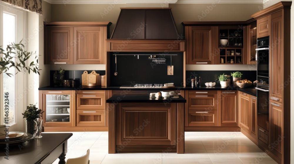Spacious kitchen interior. Real estate rental and sale concept. Spacious kitchen interior. Real estate rental and sale concept.
