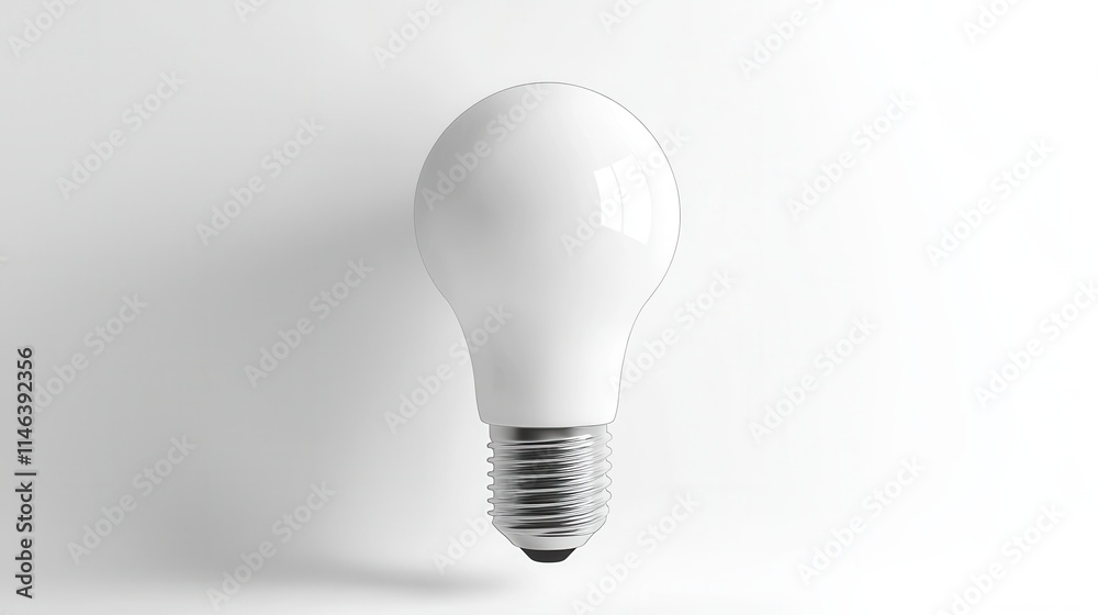 Bright white light bulb suspended against a plain background showing modern design and energy efficiency ideal for home lighting solutions Bright white light bulb suspended against a plain background showing modern design and energy efficiency ideal for home lighting solutions