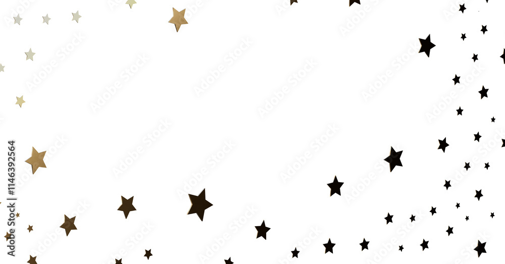 Gold and Black Stars on White Background Gold and Black Stars on White Background