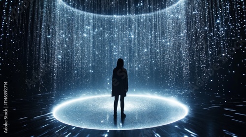 a captivating, otherworldly display of flickering, ethereal lights, coalescing into a dazzling, circular portal, suspended within a void of absolute darkness