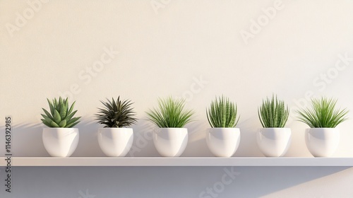 Wallpaper Mural A row of white planters sits on a white shelf, against a white wall. Torontodigital.ca