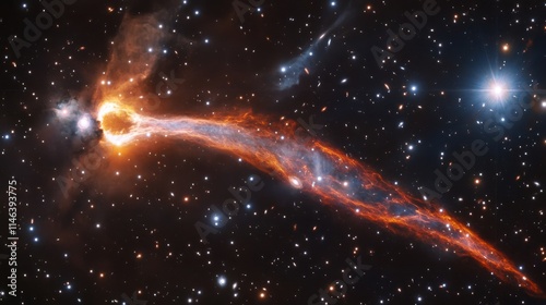 Effervescent astral flares surging skyward in a meteoric display of splendor. Shimmering sparks igniting in a symphony of stellar conflagration, captivating within the limitless reaches of the