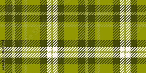 Seamless pattern with a classic plaid design in green and white tones, traditional tartan look. The repetition and symmetry provide a cohesive and visually appealing design, suitable for textiles and