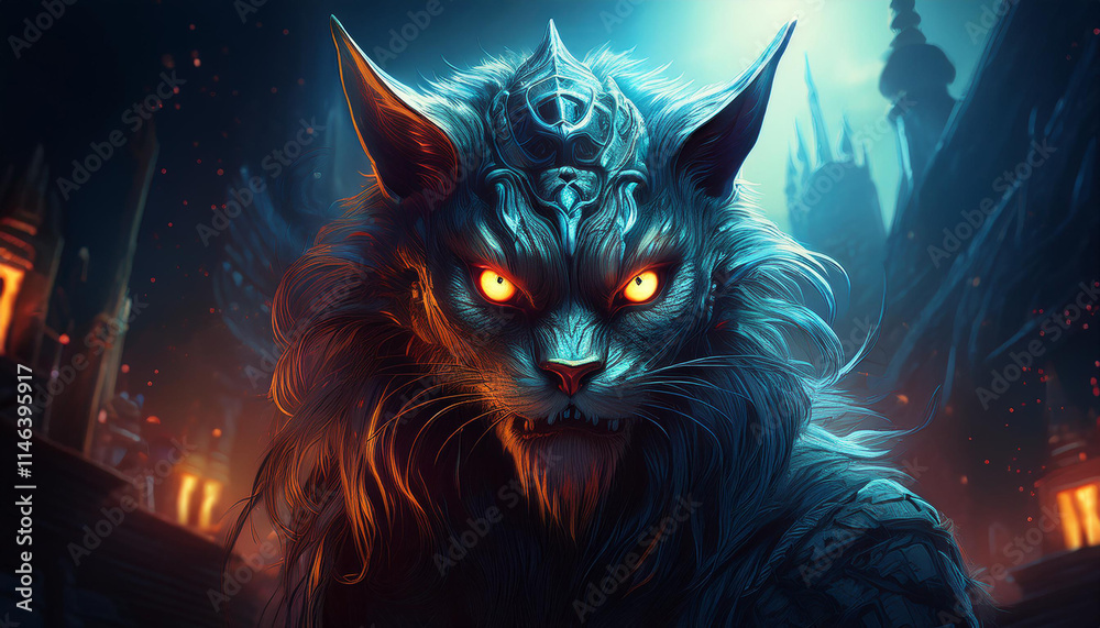 realistic monster cat with fantasy concept