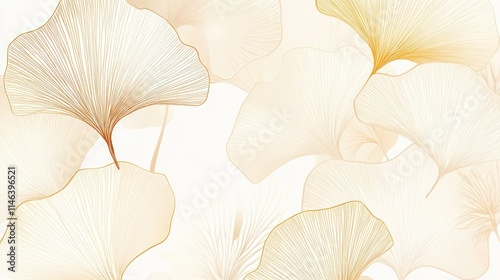 Abstract pastel Ginkgo Biloba leaves pattern.