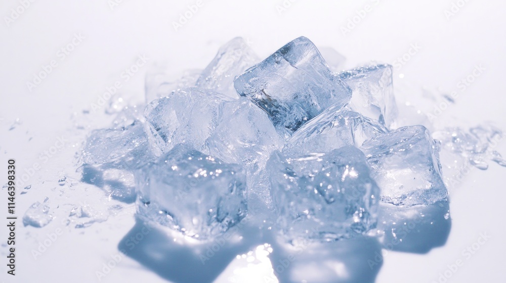 Pile of melting ice cubes on white background. Pile of melting ice cubes on white background.