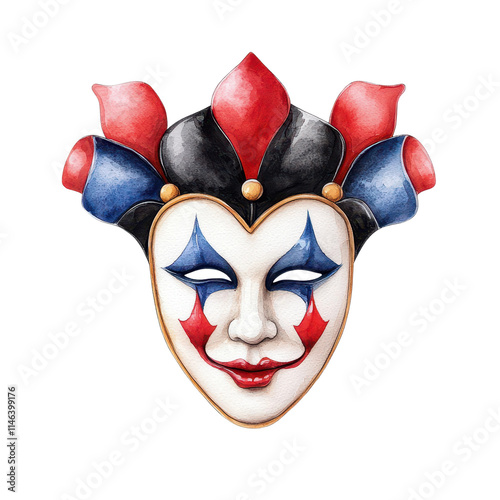 Vibrant Watercolor Traditional Carnival Mask Design photo