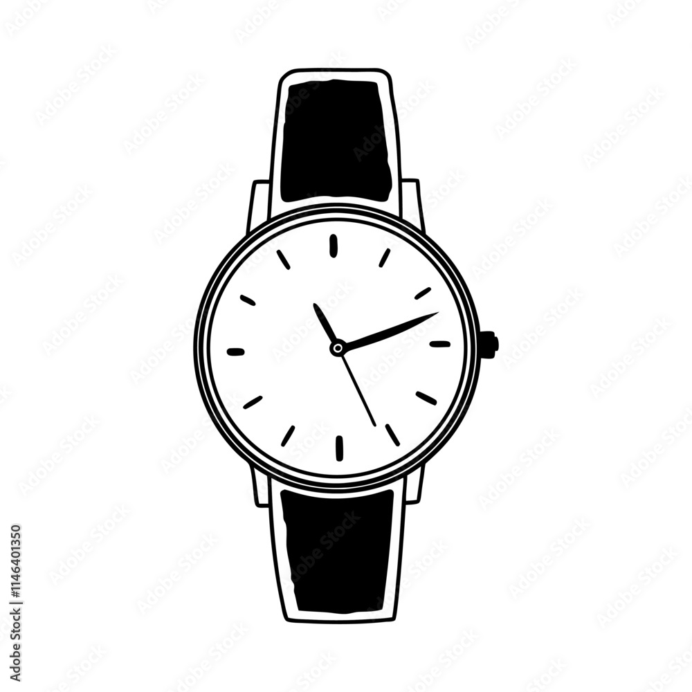 watch silhouette on white background watch silhouette on white background