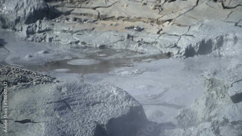 Boiling and Bubbling hot Mud Pool. Geothermal pools.
