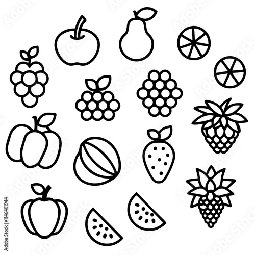 set of fruits and berries